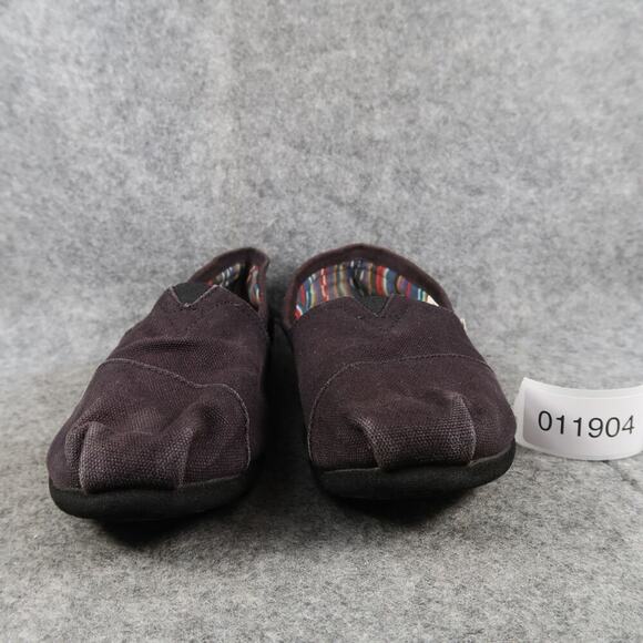 Toms Shoes Womens 8 Flats Casual Slip On Black Canvas Lifestyle Comfort Loafer - Picture 2 of 11